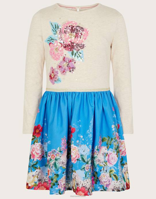 Monsoon بنت فستان حصان زهري 2 في 1 D68H1741 ملابس أزرق