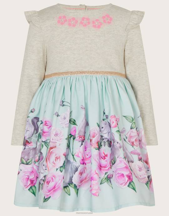 Monsoon بنت فستان بيبي وودلاند 2 في 1 D68H2089 ملابس الأزرق (أكوا)