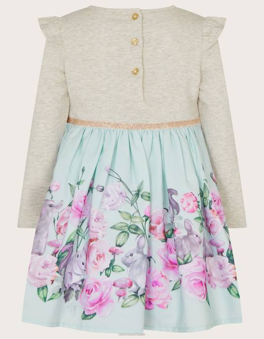 Monsoon بنت فستان بيبي وودلاند 2 في 1 D68H2089 ملابس الأزرق (أكوا)