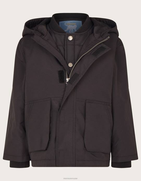 Monsoon ولد معطف جيليه 2 في 1 D68H2209 ملابس أسود