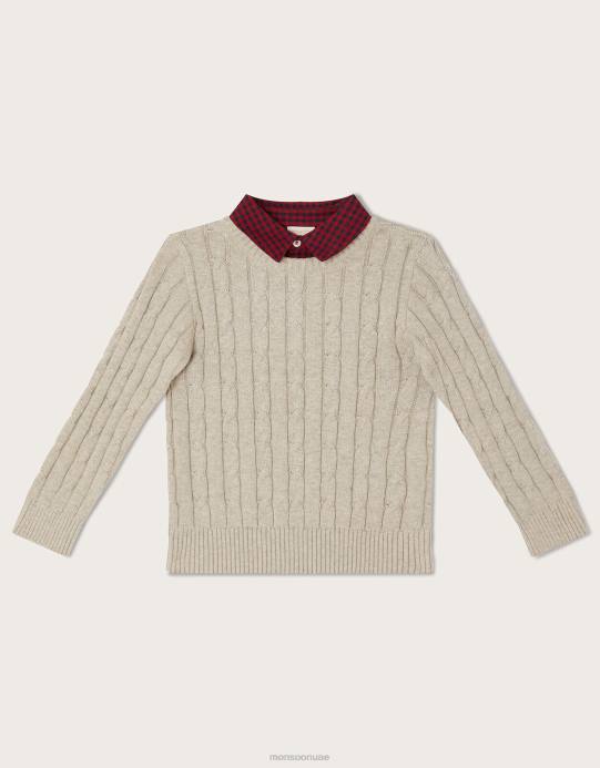 Monsoon ولد سترة كابل 2 في 1 وقميص من القماش القطني D68H2238 ملابس رمادي