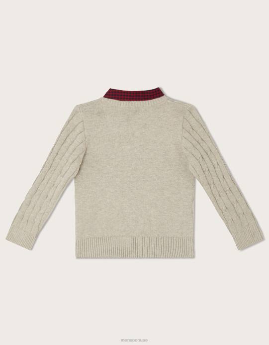 Monsoon ولد سترة كابل 2 في 1 وقميص من القماش القطني D68H2238 ملابس رمادي