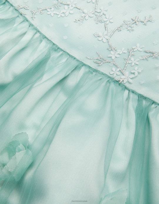 Monsoon بنت فستان بيبي آيفي 3D روزز عالي ومنخفض D68H2169 ملابس أخضر