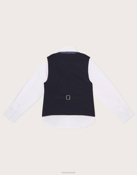 Monsoon ولد طقم صدرية وقميص من كالوم مكون من 3 قطع D68H2265 ملابس الأزرق الداكن)