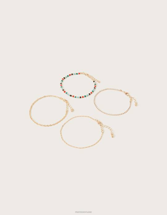 Monsoon نحيف أساور مطرزة 4 عبوات D68H1332 ملحق حار