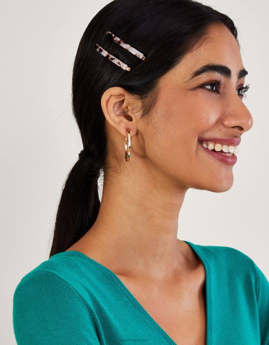 Monsoon نحيف شرائح شعر صدفة السلحفاة، 4 عبوات D68H1341 ملحق موضة