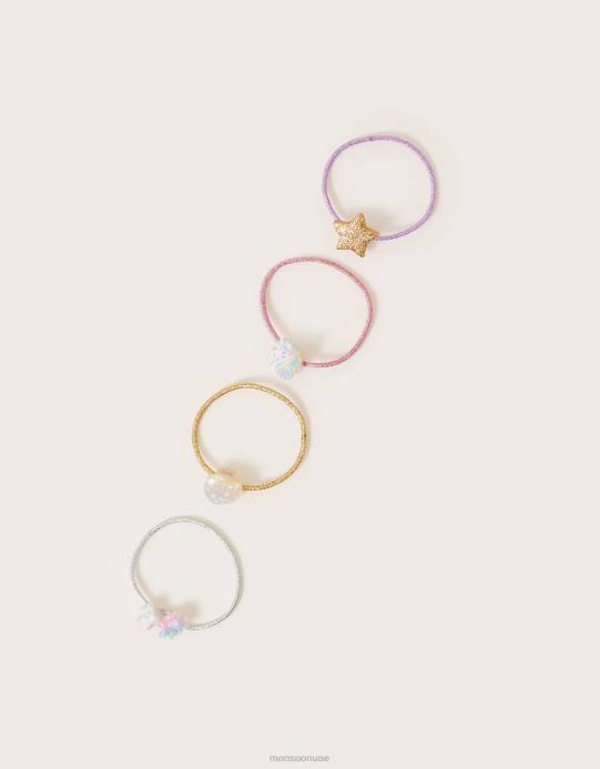 Monsoon بنت ربطات شعر ميستي يونيكورن، 4 قطع D68H2472 ملحق موضة