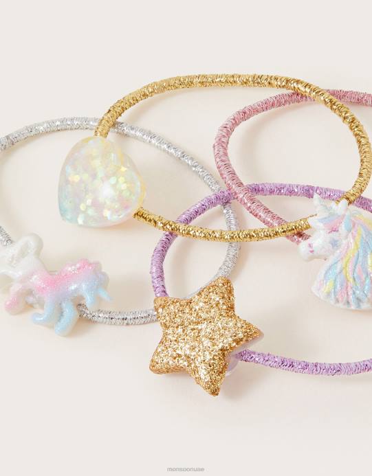 Monsoon بنت ربطات شعر ميستي يونيكورن، 4 قطع D68H2472 ملحق موضة