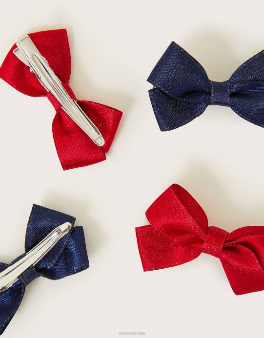 Monsoon بنت مشابك ربطة مدرسية صغيرة، 4 قطع D68H2494 ملحق رشيقة