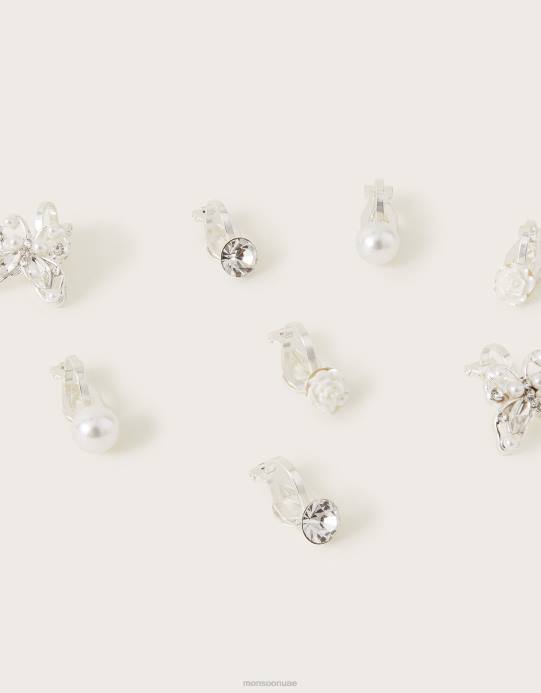 Monsoon بنت أقراط مشبكية لوصيفة العروس، 4 قطع D68H2745 ملحق أنيق