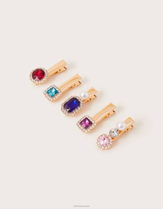 Monsoon بنت مشابك شعر جوهرة الكنز المختلطة، 5 عبوات D68H2484 ملحق موضة