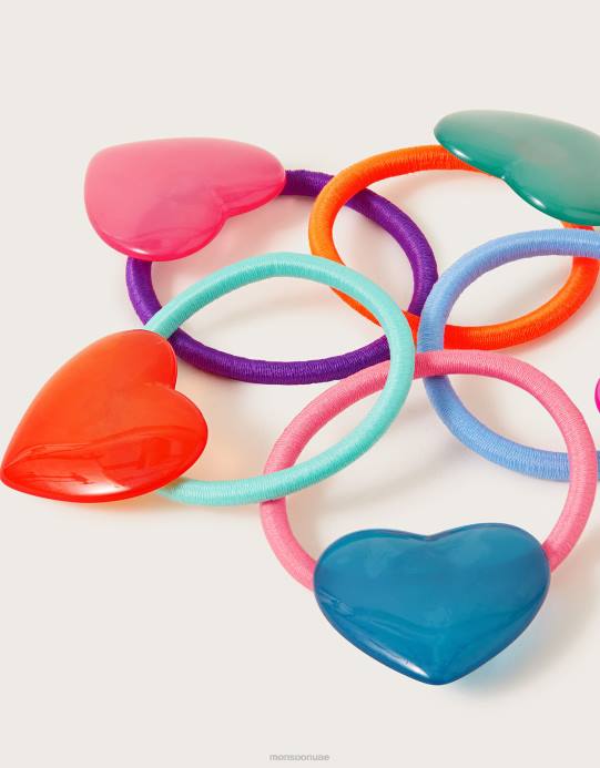 Monsoon بنت ربطات شعر على شكل قلب الحب، 5 قطع D68H2502 ملحق رشيقة