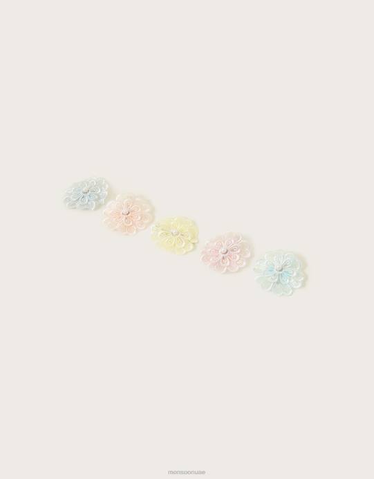 Monsoon بنت مشابك شعر على شكل زهرة دانتيل، 5 قطع D68H2574 ملحق رشيقة