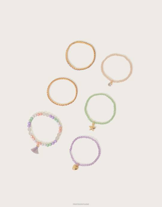 Monsoon بنت أساور مطرزة بوهيمية، 6 قطع D68H2585 ملحق موضة