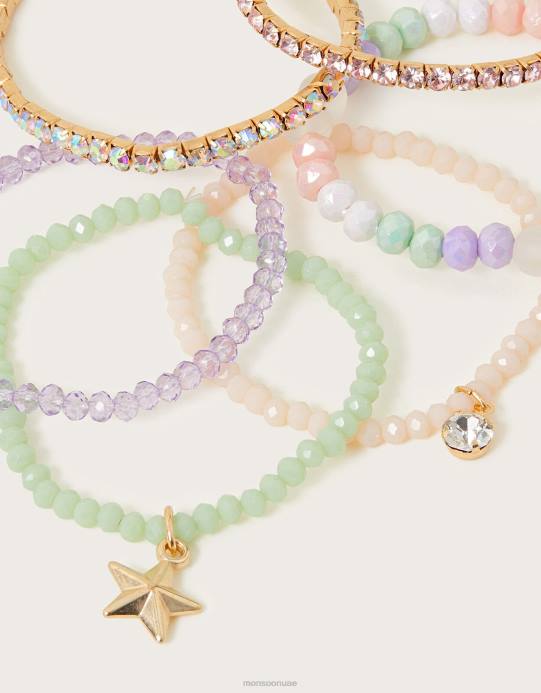 Monsoon بنت أساور مطرزة بوهيمية، 6 قطع D68H2585 ملحق موضة