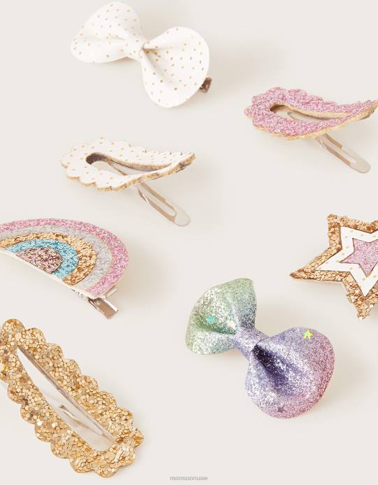 Monsoon بنت مشابك شعر لامعة مبتكرة، 8 قطع D68H2462 ملحق حار