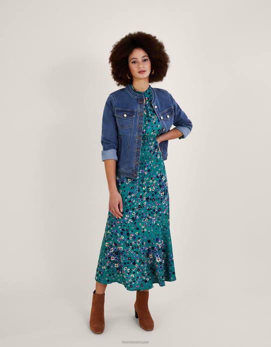 Monsoon نحيف سترة من الدنيم بدون ياقة من Cassey مصنوعة من القطن المستدام D68H721 ملابس الأزرق (الدنيم الأزرق)