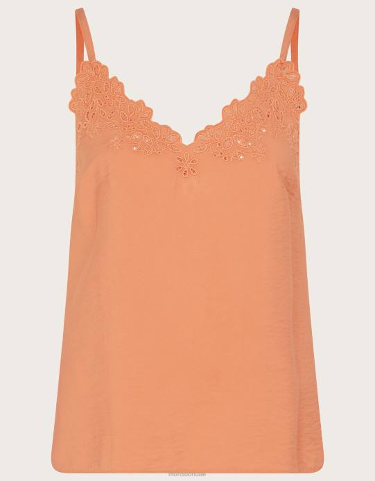 Monsoon نحيف بياتريس Cutwork كامي الأعلى D68H331 ملابس البرتقالي