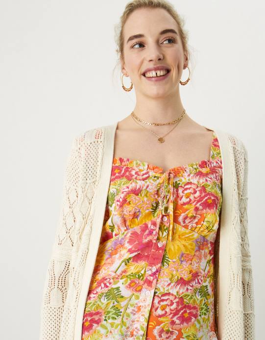 Monsoon نحيف غرزة الكروشيه سترة طويلة D68H1003 ملابس عاج