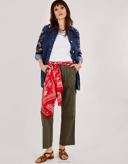 Monsoon نحيف سترة جينز طويلة مطرزة من ميندي D68H1004 ملابس الأزرق (الدنيم الأزرق)