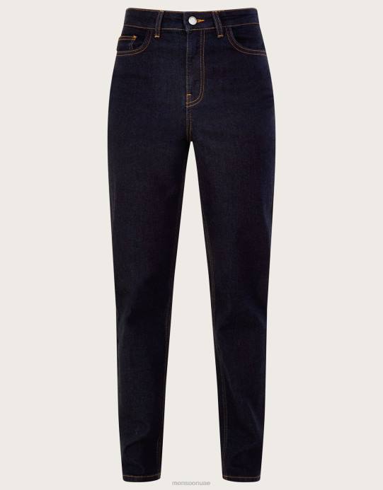 Monsoon نحيف جينز مستقيم الارتفاع من الدنيم مصنوع من القطن المستدام D68H1007 ملابس الأزرق (نيلي)