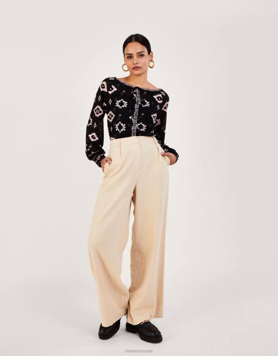 Monsoon نحيف قميص جيرسي هندسي بالكامل مع بوليستر معاد تدويره D68H1008 ملابس أسود