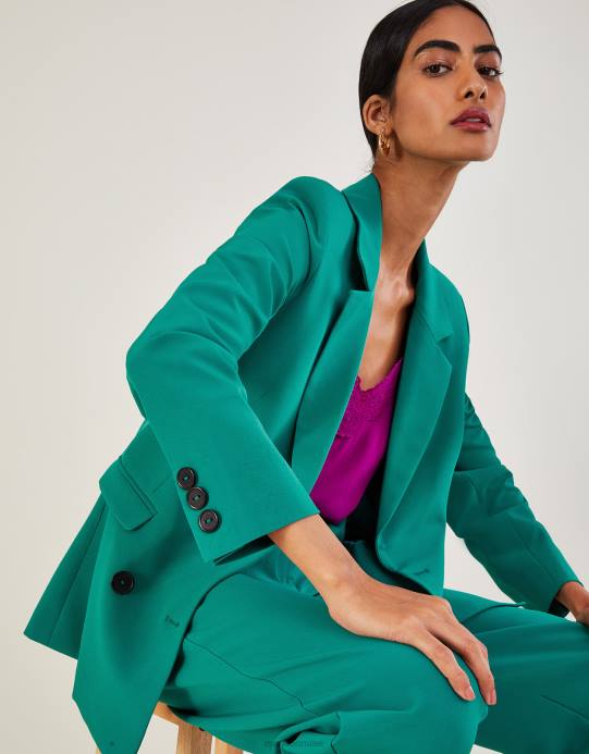 Monsoon نحيف سترة مادلين مزدوجة الصدر D68H1009 ملابس أخضر