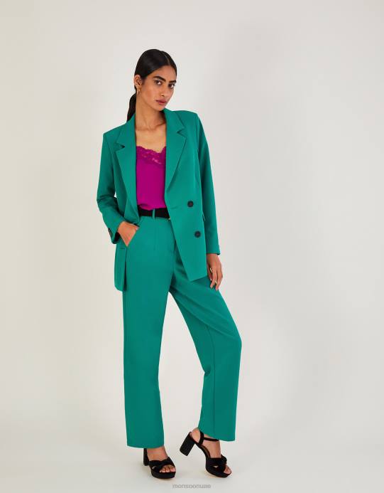 Monsoon نحيف سترة مادلين مزدوجة الصدر D68H1009 ملابس أخضر