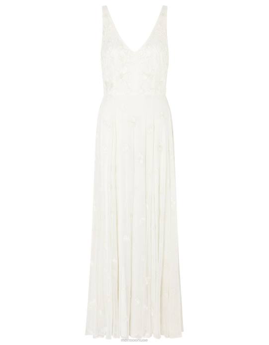 Monsoon نحيف كيت فستان الزفاف الأزهار مطرز D68H1010 ملابس عاج