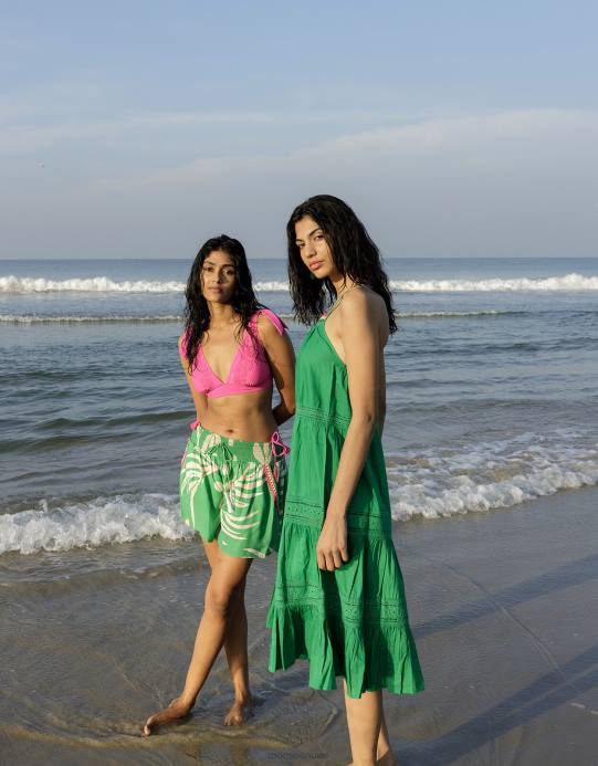 Monsoon نحيف قطعة بيكيني علوية مزخرفة بالدانتيل مع بوليستر معاد تدويره D68H1015 ملابس لون القرنفل