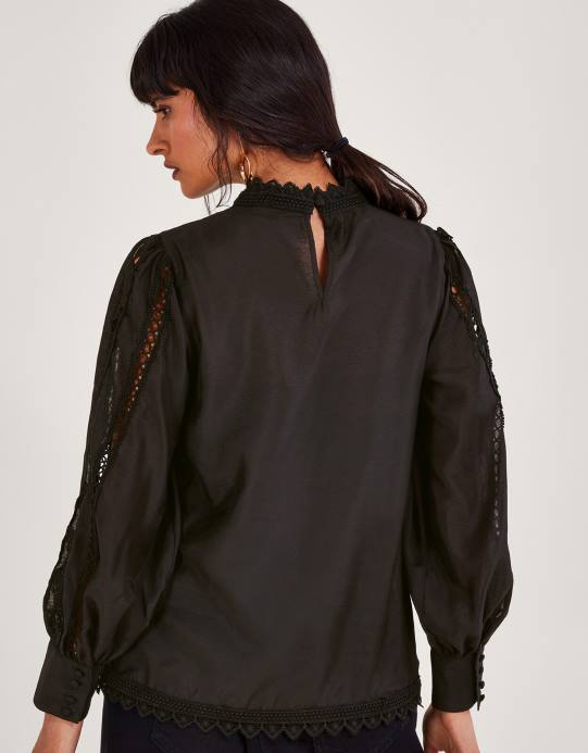 Monsoon نحيف بلوزة لولا الفراشة D68H101 ملابس أسود