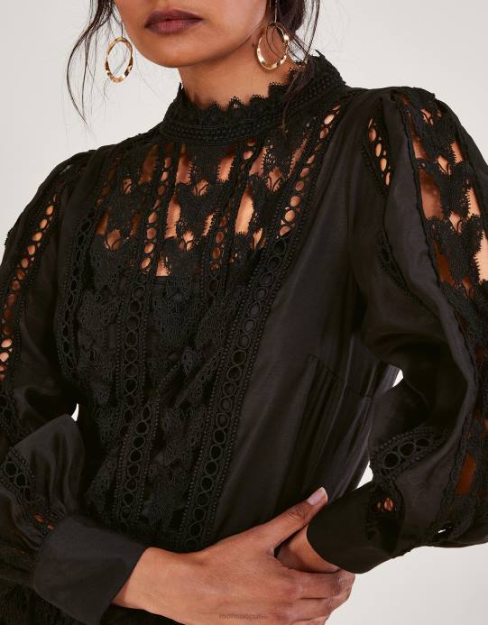 Monsoon نحيف بلوزة لولا الفراشة D68H101 ملابس أسود