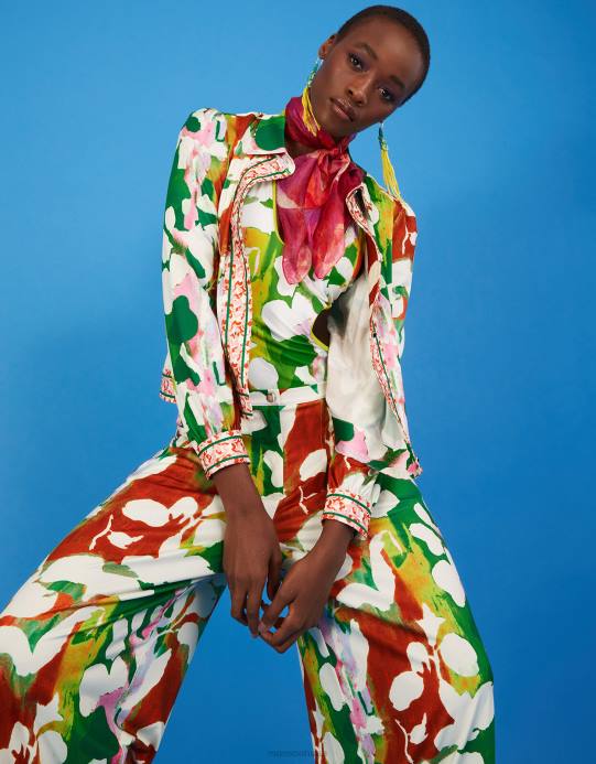 Monsoon نحيف سترة هولدن من الجيرسيه الزهرية مع بوليستر معاد تدويره D68H1026 ملابس أخضر