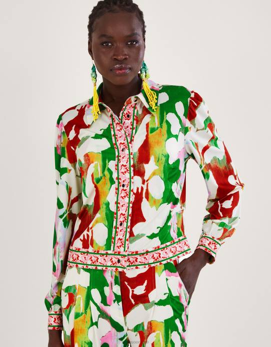 Monsoon نحيف سترة هولدن من الجيرسيه الزهرية مع بوليستر معاد تدويره D68H1026 ملابس أخضر