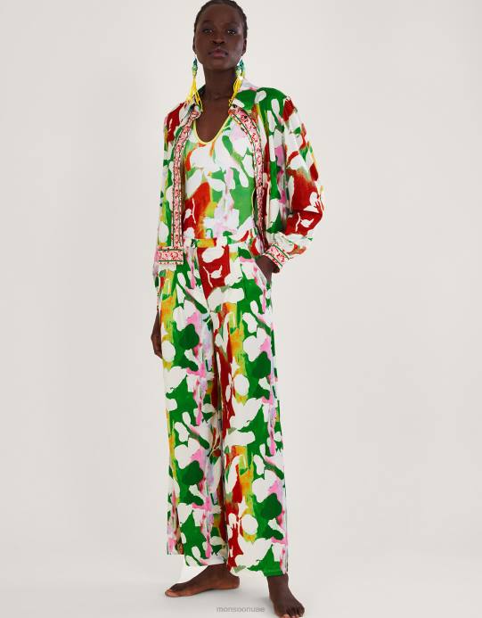 Monsoon نحيف سترة هولدن من الجيرسيه الزهرية مع بوليستر معاد تدويره D68H1026 ملابس أخضر