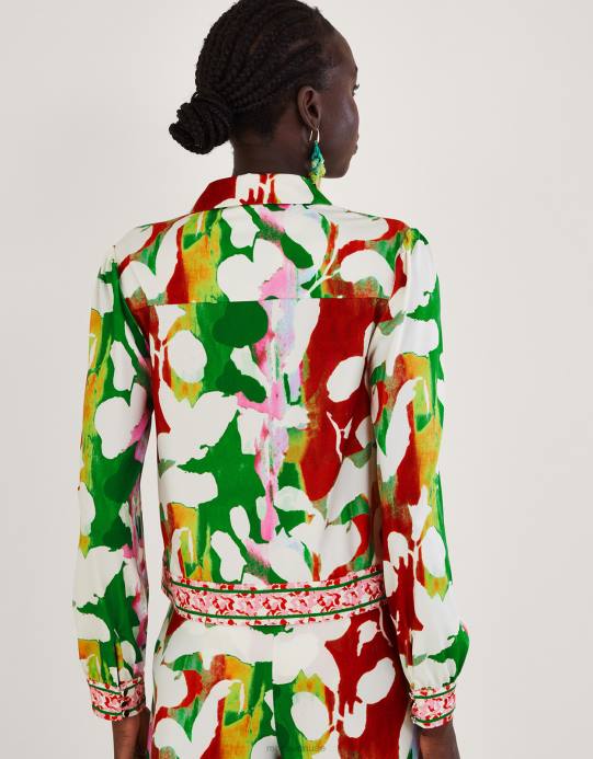 Monsoon نحيف سترة هولدن من الجيرسيه الزهرية مع بوليستر معاد تدويره D68H1026 ملابس أخضر