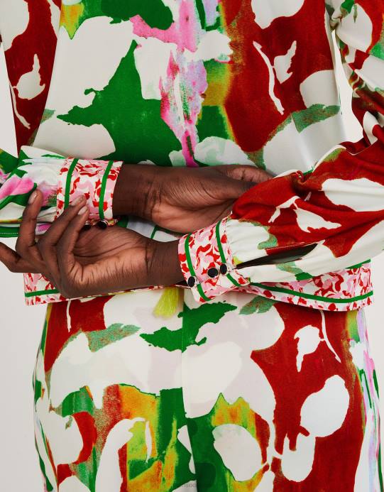 Monsoon نحيف سترة هولدن من الجيرسيه الزهرية مع بوليستر معاد تدويره D68H1026 ملابس أخضر