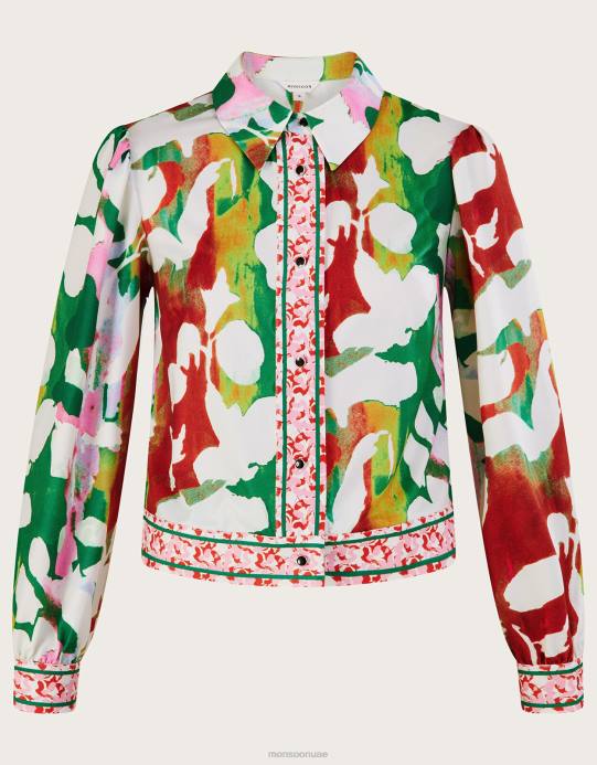 Monsoon نحيف سترة هولدن من الجيرسيه الزهرية مع بوليستر معاد تدويره D68H1026 ملابس أخضر