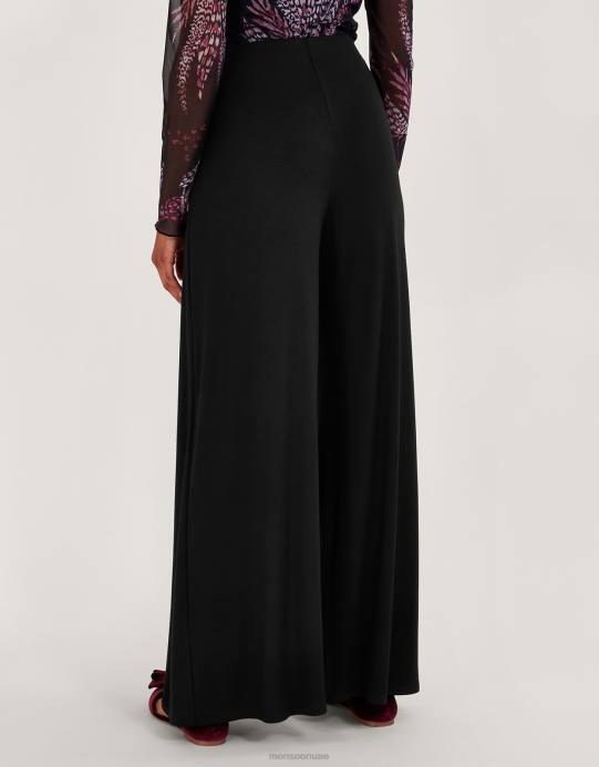 Monsoon نحيف التفاف السراويل D68H102 ملابس أسود