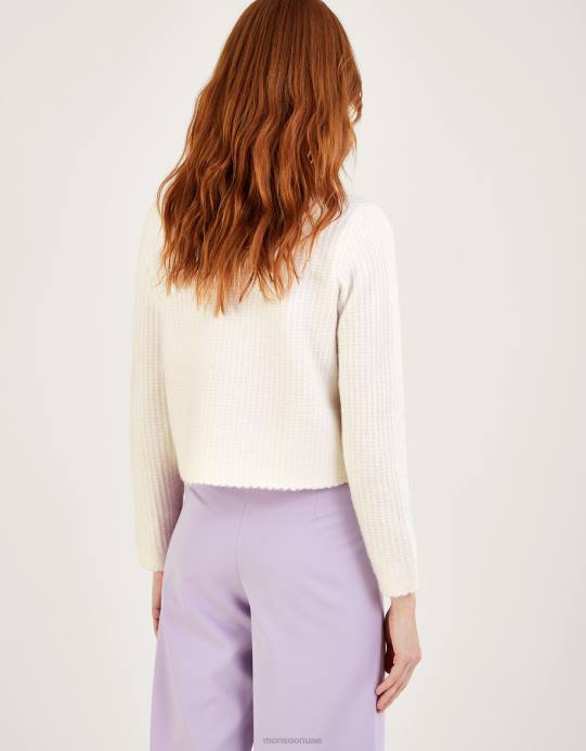 Monsoon نحيف سترة قصيرة محاكة من البوليستر المعاد تدويره D68H1047 ملابس طبيعي (إكرو)