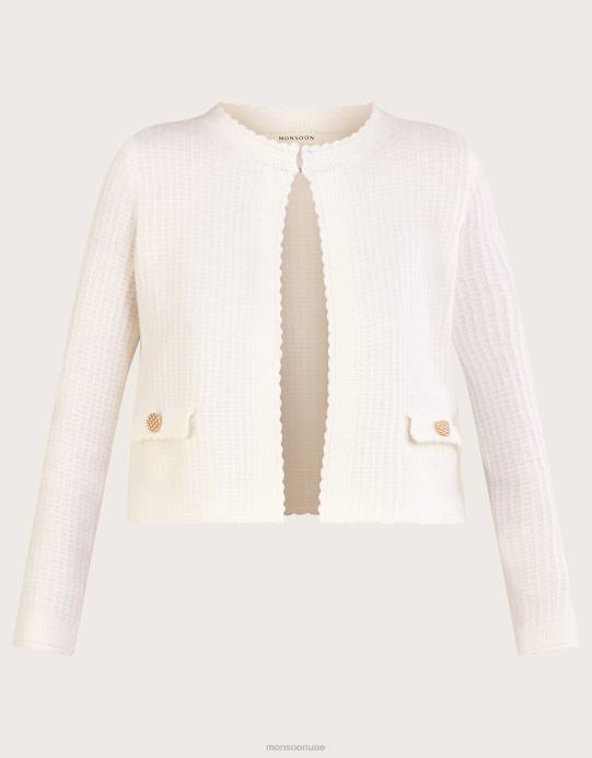 Monsoon نحيف سترة قصيرة محاكة من البوليستر المعاد تدويره D68H1047 ملابس طبيعي (إكرو)