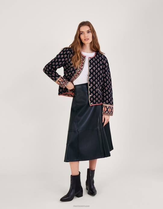 Monsoon نحيف سترة مبطنة بطبعة وردة من لينزينج إيكوفيرو D68H1049 ملابس أسود