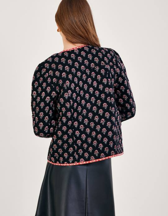 Monsoon نحيف سترة مبطنة بطبعة وردة من لينزينج إيكوفيرو D68H1049 ملابس أسود