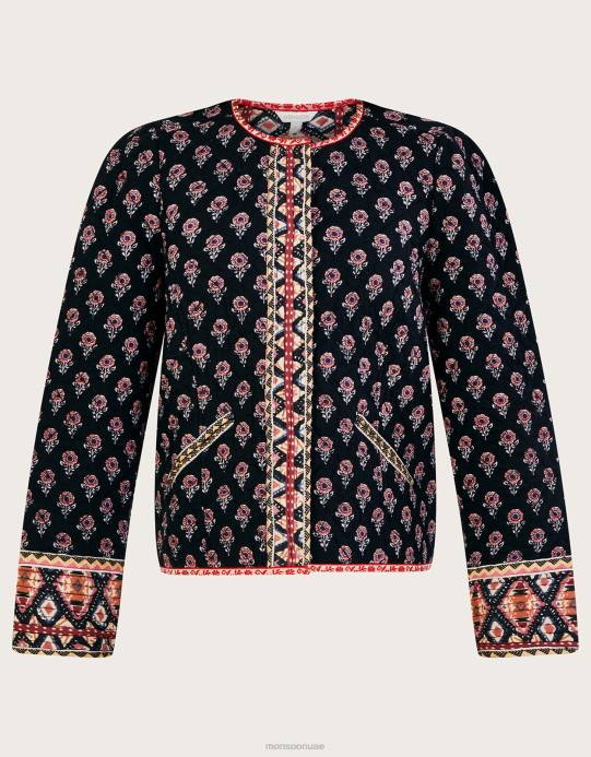 Monsoon نحيف سترة مبطنة بطبعة وردة من لينزينج إيكوفيرو D68H1049 ملابس أسود