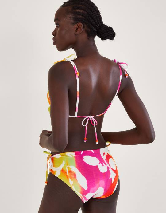 Monsoon نحيف قطعة بكيني علوية مكشكشة بطباعة تجريدية من البوليستر المعاد تدويره D68H1054 ملابس لون القرنفل