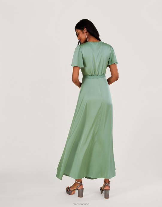 Monsoon نحيف فستان ماكسي قصير الطول من آيفي D68H1062 ملابس أخضر