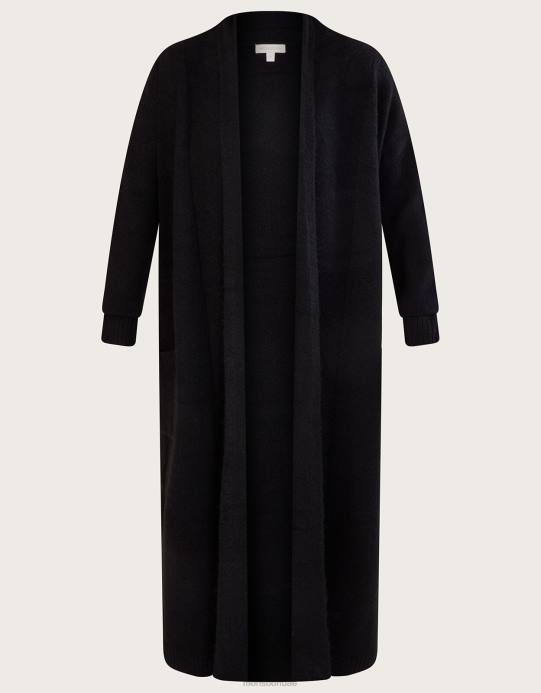 Monsoon نحيف سترة جيب طويلة من البوليستر المعاد تدويره D68H1069 ملابس أسود