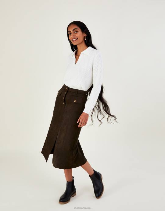 Monsoon نحيف سترة منسوجة بياقة كابل مع بوليستر معاد تدويره D68H1075 ملابس عاج