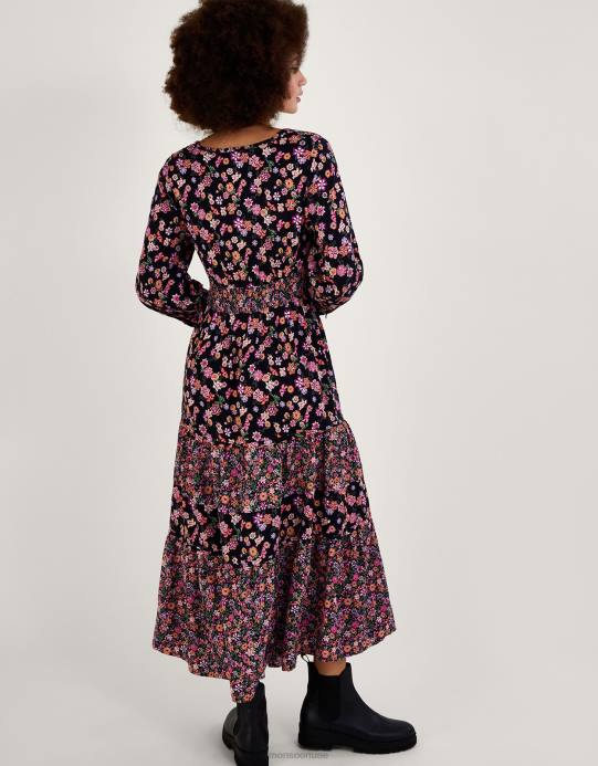 Monsoon نحيف فستان بطبقات بطبعات زهور من لينزينج إيكوفيرو D68H1079 ملابس البرتقالي