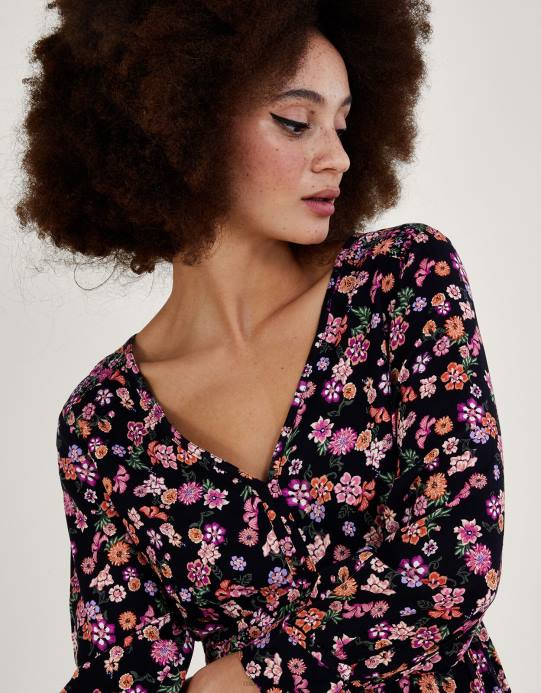 Monsoon نحيف فستان بطبقات بطبعات زهور من لينزينج إيكوفيرو D68H1079 ملابس البرتقالي